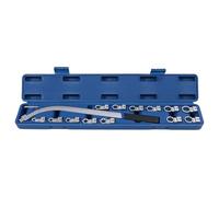 Zohisin Auxiliary Belt Tensioner Pulley Removal Tool Kit 15PCS Steel Engine Timing Belt Tensioning Nut Screw Remover with Bend Wrench Star and 12 Point Adapters for Vehicle Main