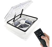 ZOIZ Ventilador de Techo Autocaravana 360mm 12V RV Ultra Silencioso Reversible, Extractor de Aire con Control Remoto y Sensor de Lluvia, Tapa Transparente, Camper, Caravana, Remolque