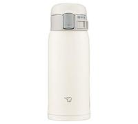 Zojirushi SM-SF36-WM Botella de agua, bebida directa, apertura de un solo toque, taza de acero inoxidable, 12 fl oz (360 ml), blanco pálido