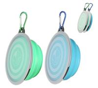 ZOKJSW 2 cuencos plegables para perros de silicona con tapa y gancho (350 ml) adecuado para gatos y perros en viajes, senderismo y camping