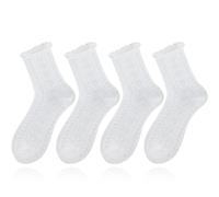 ZOKJSW 2 Pares Calcetines con Volantes Calcetines de Encaje de algodón Calcetines con Volantes de patrón Hueco Calcetines de Vestir con Volantes Calcetines de Calcetines Tobilleros de Princes
