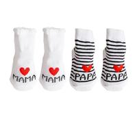 ZOKJSW Calcetines de Algodón para Bebé 'I Love Mom + I Love Dad' - para Recién Nacidos, Niños y Niñas (2 Pares)