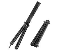 ZOKJSW Peine de Mariposa Plegable - Herramienta de Peinado Plegable para Entrenamiento de Hombres, Peine de Mariposa de Acero Inoxidable Portátil (Negro)