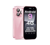 ZOKOE Mini Smartphone Pantalla de 3.0 Pulgadas Teléfono móvil 4G Desbloqueado Doble Tarjeta SIM Batería de 2000 mAh 200w+500 Cámara 3GB RAM 64GB ROM Reconocimiento Facial(Rosa)