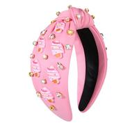 ZOLEAROPY Diadema ancha de helado de verano con diamantes de imitación brillantes, color rosa, diadema ancha, bonita diadema con nudo superior de helado, diadema para fiesta de cumpleaños