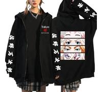 Zolito Tokyo Reven-gers Sudadera Hombre con Capucha Hoodie, Sudaderas Anime de Manga Larga con 3D Impresión, Jersey Suelto Deportivo Estilo para Al Aire Libre, Casual Street Style(Black5,XXL)