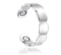Zolkamery Anillos magnéticos, anillo de plata con potentes imanes, liso/corazón/hoja, anillo magnético para mujer, anillo ajustable abierto para el pulgar para niñas, anillo neutro Evercalm con caja