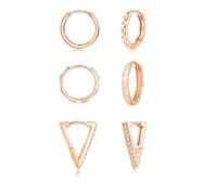 Zolkamery Pendientes de aro de plata para mujer, juego de aretes de aro de plata de ley 925 con circonita, 3 pares de aretes de aro hipoalergénicos, pequeños, unisex, multiperforados, para hombre, 12
