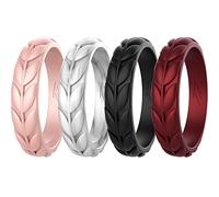 Zollen 4 paquetes de anillos de boda de silicona para mujer, anillos de boda de goma apilables, tamaño 5