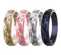 Zollen Anillos de boda de silicona para mujer, paquete de 4/7, alianzas de boda de goma de silicona apilables metálicas, colección innovadora de vid, 7 - 7.5(17.3mm)