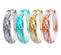 Zollen Anillos de boda de silicona para mujer, paquetes de 1/4/7, anillos de boda apilables de goma de silicona, innovadora colección de flores y vides, 5, Silicona, Circonita cúbica