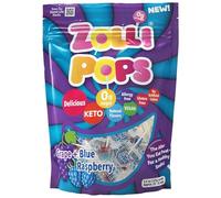 Zollipops Blue Raspberry-Grape Duo Pops, sin azúcar, sin alergias, vegano, apto para diabéticos y cetogénicos, caramelo natural para dientes limpios