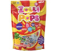Zollipops Cherry-Pineapple Duo Pops, sin azúcar, sin alergias, vegano, apto para diabéticos, dulces naturales para dientes limpios, rojo y amarillo