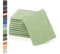 ZOLLNER 10 Manoplas de baño, algodón, 16x21 cm, 420 g, Verde Claro