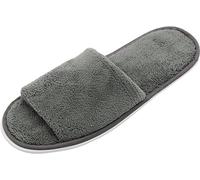 ZOLLNER 10 pares de zapatillas desechables para invitados en color gris - Zapatillas de felpa para viajes, spa, sauna y hogar - Puntera abierta - Talla única - Calidad de hotel