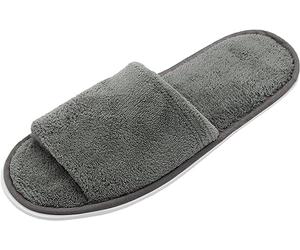 ZOLLNER 10 pares de zapatillas desechables para invitados en color gris - Zapatillas de felpa para viajes, spa, sauna y hogar - Puntera abierta - Talla única - Calidad de hotel