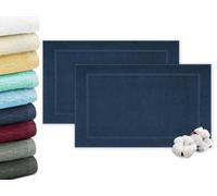 ZOLLNER 2 Alfombrillas de baño, 50x70 cm, algodón, 600 g/m², azúl Marino