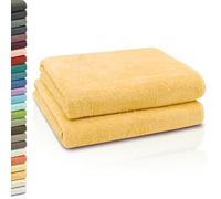 ZOLLNER 2 Toallas de baño, 100x150 cm, algodón, Amarillo