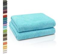 ZOLLNER 2 Toallas de baño, 100x150 cm, algodón, azúl Cian