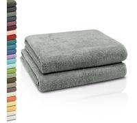 ZOLLNER 2 Toallas de baño, 100x150 cm, algodón, Gris Claro