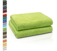 ZOLLNER 2 Toallas de baño, 100x150 cm, algodón, Verde Manzana