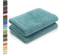 ZOLLNER 2 Toallas de Ducha, 70x140 cm, azúl petróleo, algodón