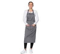 ZOLLNER Delantal de cocina en color gris: delantal resistente para barbacoa con bolsillos cosidos, para hombre y mujer, algodón, 75 x 100 cm, con cordones, lavable hasta 60 °C, certificado Oeko Tex®