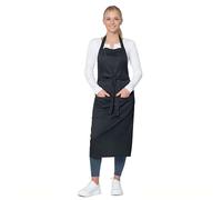 ZOLLNER Delantal de cocina en color negro: delantal resistente para barbacoa con bolsillos cosidos, para hombre y mujer, algodón, 75 x 100 cm, con cordones, lavable hasta 60 °C, certificado Oeko Tex®