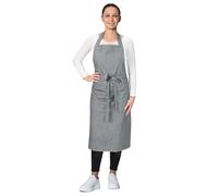 ZOLLNER Delantal de cocina en rayas blancas y negras: delantal resistente para barbacoa con bolsillos cosidos, para hombre y mujer, algodón, 75 x 100 cm, lavable hasta 60 °C, certificado Oeko Tex®