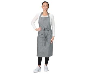 ZOLLNER Delantal de cocina en rayas blancas y negras: delantal resistente para barbacoa con bolsillos cosidos, para hombre y mujer, algodón, 75 x 100 cm, lavable hasta 60 °C, certificado Oeko Tex®