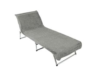 ZOLLNER Funda Protectora - Toalla de Playa Suave y Absorbente de 75x215 cm - Lavable hasta 60°C - algodón Color Gris - sujeción Firme Gracias a la Capucha Cosida - certificación Oeko Tex®