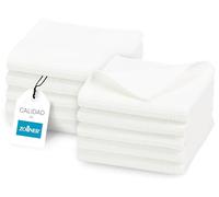 ZOLLNER Juego de 10 paños de Cocina de 30x30 cm - paños duraderos en Color Blanco - con práctico Colgador - diseño Atemporal de Nido de Abeja - Lavables hasta 95 °C - algodón - Calidad de Hotel