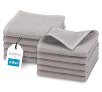 ZOLLNER Juego de 10 paños de Cocina de 30x30 cm - paños duraderos en Color Gris - con práctico Colgador - diseño Atemporal de Nido de Abeja - Lavables hasta 95 °C - algodón - Calidad de Hotel
