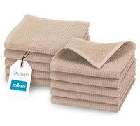 ZOLLNER Juego de 10 paños de Cocina de 30x30 cm - paños duraderos en Color marrón - con práctico Colgador - diseño Atemporal de Nido de Abeja - Lavables hasta 95 °C - algodón - Calidad de Hotel
