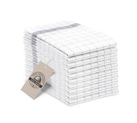 ZOLLNER Juego de 10 paños de Cocina de algodón de 50x70 cm - Muy absorbentes y duraderos - Lavables hasta 95 °C - a Cuadros Grises y Blancos - Calidad gastronómica - Oeko Tex®