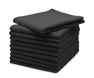 ZOLLNER Juego de 10 paños de Microfibra para un Brillo sin Rayas - paños de Limpieza sin Pelusa y Muy absorbentes - Lavables hasta 60 °C - 40 x 40 cm en Color Negro - Calidad de Hotel