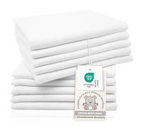 ZOLLNER Juego de 10 pañuelos de Muselina de algodón de 80x80 cm - pañuelos de Gasa Suaves para la Piel - Especialmente Suaves y Muy absorbentes - Lavables hasta 95 °C - en Color Blanco