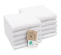 ZOLLNER Juego de 10 Toallas de 50 x 100 cm - Algodón - Tejido de Rizo Color Blanco - Calidad hotelera - Certificado Oeko Tex®