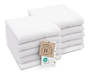 ZOLLNER Juego de 10 Toallas de 50 x 100 cm - Algodón - Tejido de Rizo Color Blanco - Calidad hotelera - Certificado Oeko Tex®