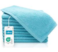 ZOLLNER Juego de 10 Toallas de Invitados: Toallas pequeñas y mullidas de 30 x 50 cm, Lavables a 60 °C, de algodón, en Color Turquesa, Calidad hotelera, con certificación Oeko Tex®