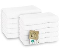 ZOLLNER Juego de 10 Toallas para Invitados de 30 x 50 cm: Toallas Especialmente Suaves y absorbentes en Color Blanco, con práctico Colgador, Lavables hasta 95 °C, de algodón, Calidad hotelera