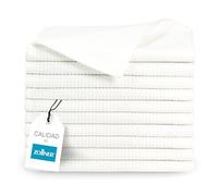 ZOLLNER Juego de 10 Toallas para Invitados de 30x50 cm: Toallas duraderas en Color Blanco, con práctico Colgador, diseño Atemporal de Nido de Abeja, Lavables hasta 95 °C, algodón, Calidad de Hotel