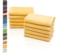 ZOLLNER Juego de 10 Toallas para la Cara: paños Suaves y Muy absorbentes, Lavables hasta 95 °C, algodón, 30 x 30 cm, Color Amarillo