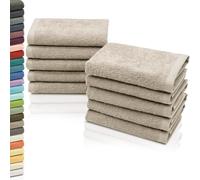 ZOLLNER Juego de 10 Toallas para la Cara: paños Suaves y Muy absorbentes, Lavables hasta 95 °C, algodón, 30 x 30 cm, Color Beige Oscuro