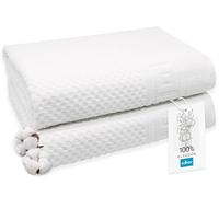ZOLLNER Juego de 2 Toallas de baño de 100 x 150 cm - Suave y Absorbente, con diseño de gofre en Color Blanco - Lavable hasta 60 °C - algodón - Calidad de Hotel - Certificado Oeko Tex®