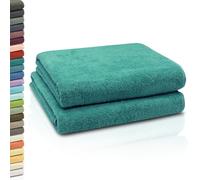 ZOLLNER Juego de 2 Toallas de baño: Toallas de Ducha Suaves y Muy absorbentes, Lavables hasta 95 °C, algodón, 100 x 150 cm, Color Turquesa