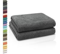 ZOLLNER Juego de 2 Toallas de baño: Toallas de Ducha Suaves y Muy absorbentes, Lavables hasta 95 °C, algodón, 100 x 150 cm, Color Gris Oscuro