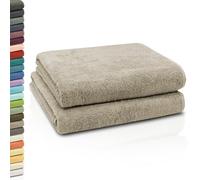 ZOLLNER Juego de 2 Toallas de baño: Toallas de Ducha Suaves y Muy absorbentes, Lavables hasta 95 °C, algodón, 100 x 150 cm, Color Beige Oscuro