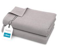 ZOLLNER Juego de 2 Toallas de Sauna de 70x180 cm: Toallas de baño duraderas en Color Gris, con práctico Colgador, diseño Atemporal de Nido de Abeja, Lavables hasta 95°C, algodón, Calidad de Hotel