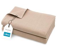 ZOLLNER Juego de 2 Toallas de Sauna de 70x180 cm: Toallas de baño duraderas en Color marrón, con práctico Colgador, diseño Atemporal de Nido de Abeja, Lavables hasta 95°C, algodón, Calidad de Hotel